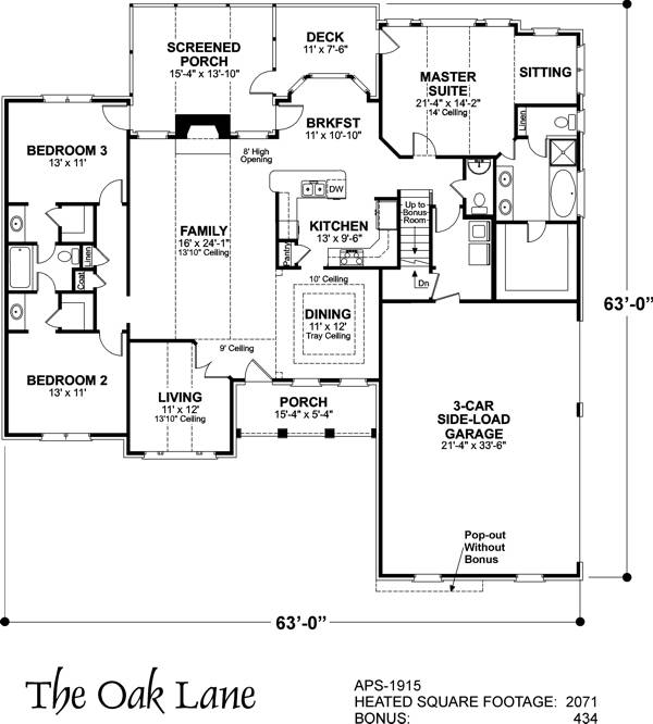 Floorplan image of The Oak Lane House Plan